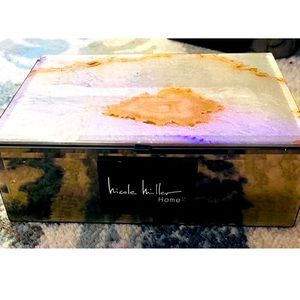 Nicole miller collection glass and silver marble jewelry box